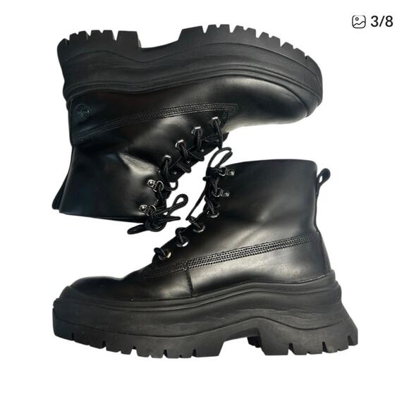 Timberland Roxie Lane Mid Lace Women's Boot - Black Full Grain - Size: 8.5 - Picture 2 of 7